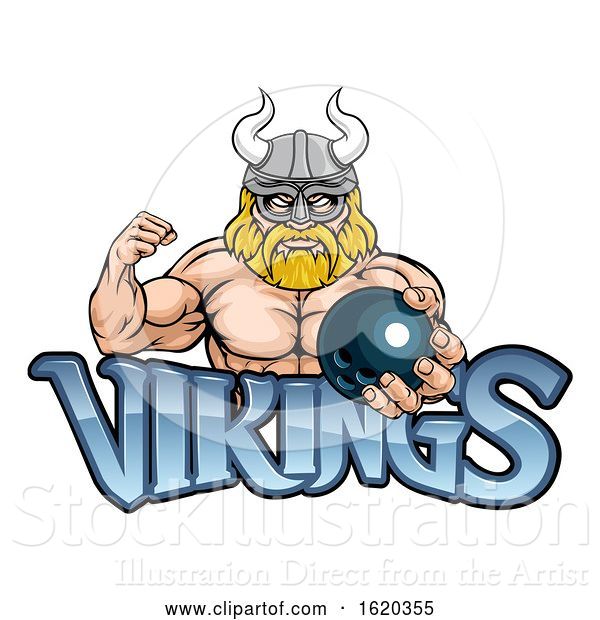 Vector Illustration of Viking Bowling Sports Mascot