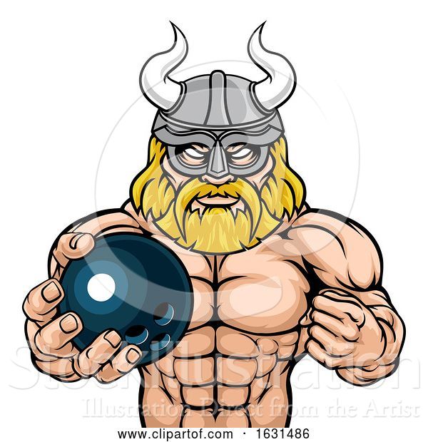 Vector Illustration of Viking Bowling Sports Mascot