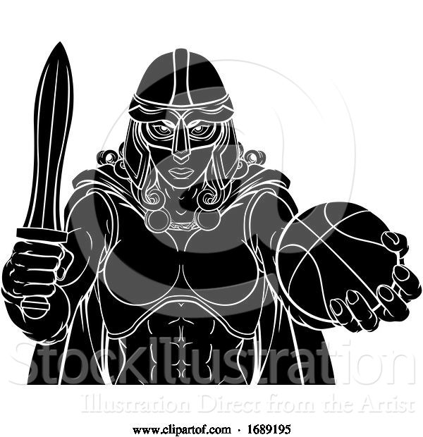 Vector Illustration of Viking Celtic Knight Basketball Warrior Lady