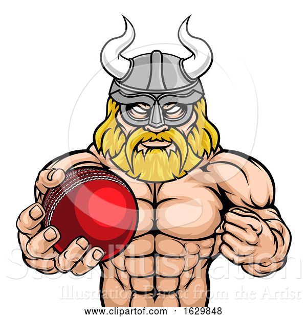 Vector Illustration of Viking Cricket Sports Mascot