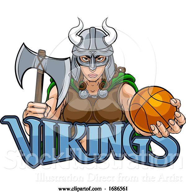 Vector Illustration of Viking Female Gladiator Basketball Warrior Lady