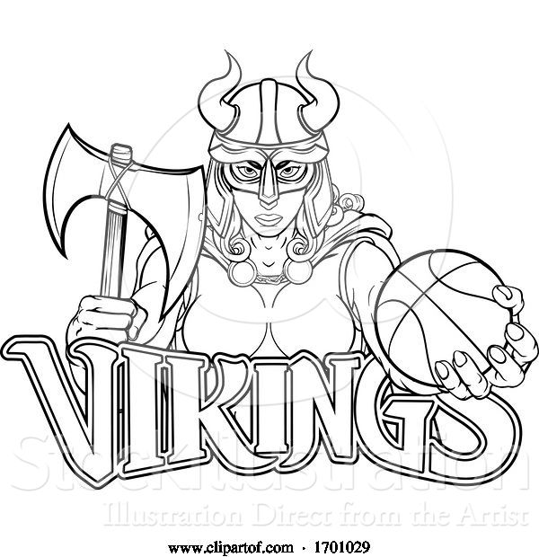 Vector Illustration of Viking Female Gladiator Basketball Warrior Lady