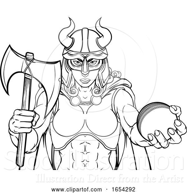 Vector Illustration of Viking Female Gladiator Cricket Warrior Lady