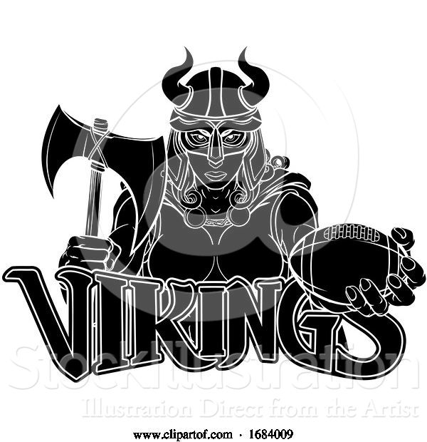 Vector Illustration of Viking Female Gladiator Football Warrior Lady