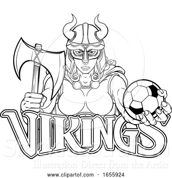 Vector Illustration of Viking Female Gladiator Soccer Warrior Lady