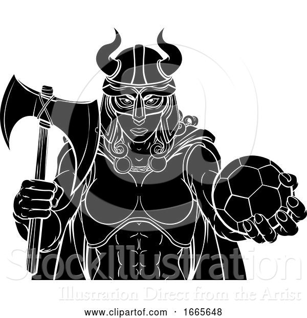 Vector Illustration of Viking Female Gladiator Soccer Warrior Lady