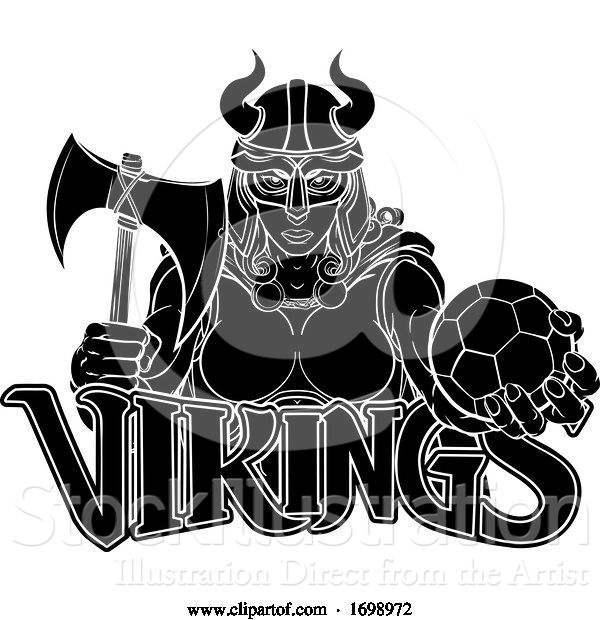 Vector Illustration of Viking Female Gladiator Soccer Warrior Lady