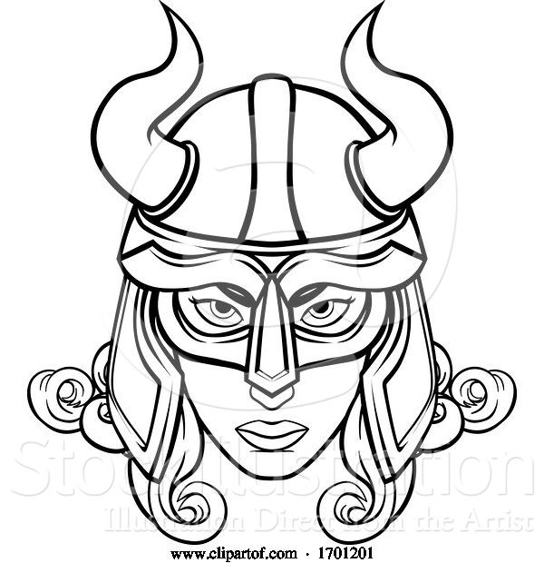 Vector Illustration of Viking Lady Warrior Mascot