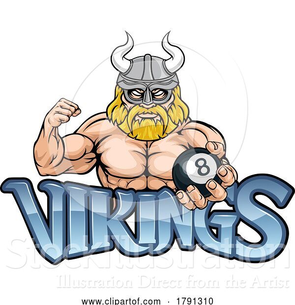Vector Illustration of Viking Pool 8 Ball Billiards Mascot