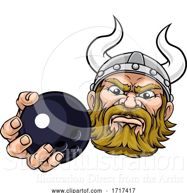 Vector Illustration of Viking Ten Pin Bowling Ball Sports Mascot