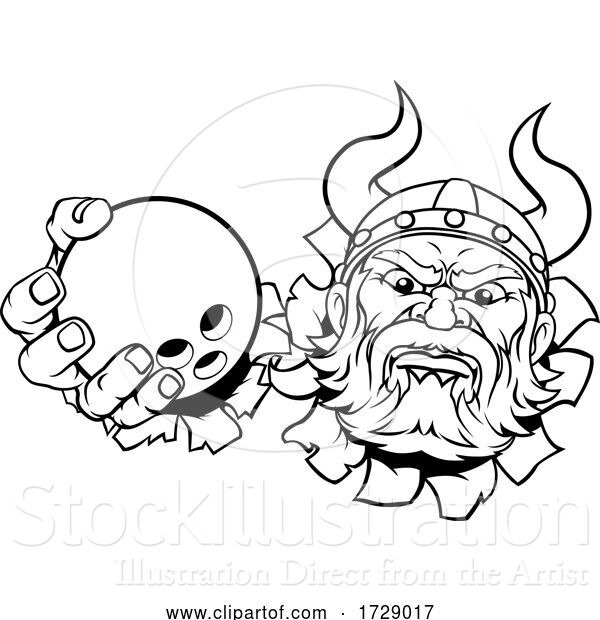 Vector Illustration of Viking Ten Pin Bowling Ball Sports Mascot