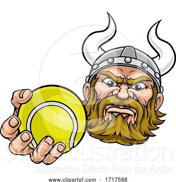 Vector Illustration of Viking Tennis Ball Sports Mascot