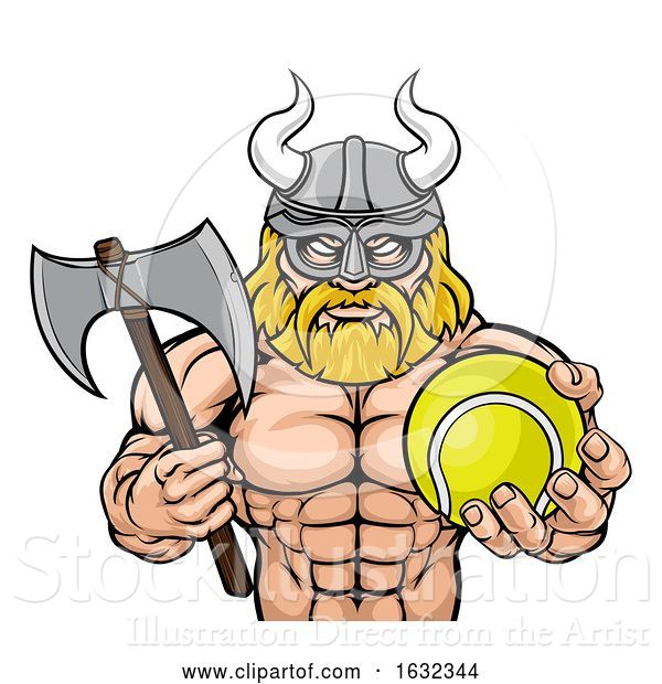 Vector Illustration of Viking Tennis Sports Mascot
