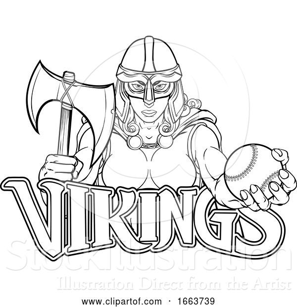 Vector Illustration of Viking Trojan Celtic Knight Baseball Warrior Lady