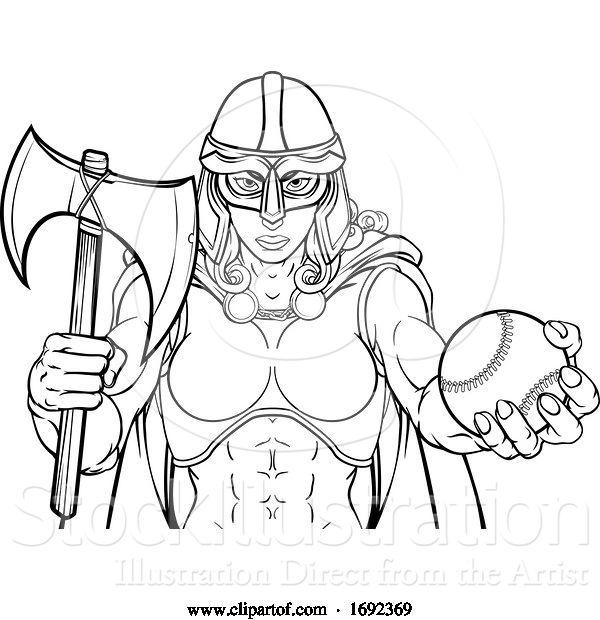 Vector Illustration of Viking Trojan Celtic Knight Baseball Warrior Lady