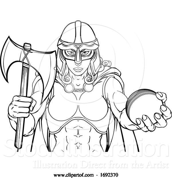 Vector Illustration of Viking Trojan Celtic Knight Cricket Warrior Lady