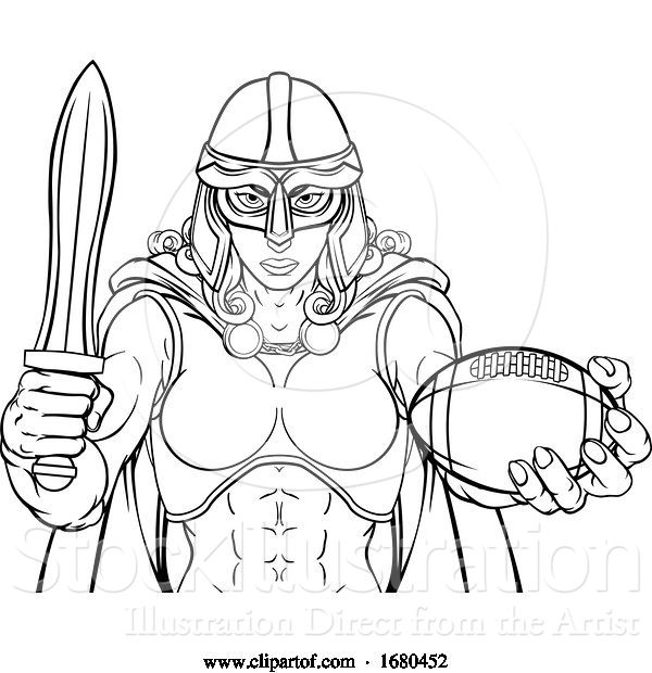 Vector Illustration of Viking Trojan Celtic Knight Football Warrior Lady