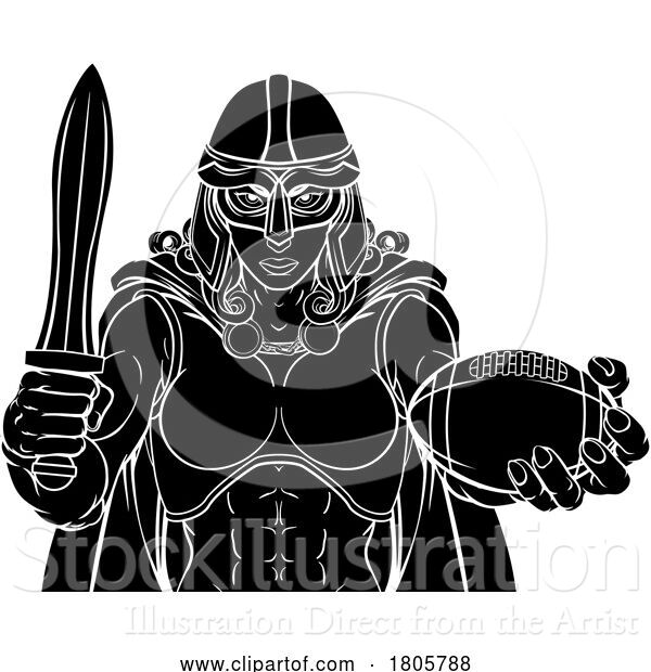 Vector Illustration of Viking Trojan Celtic Knight Football Warrior Lady