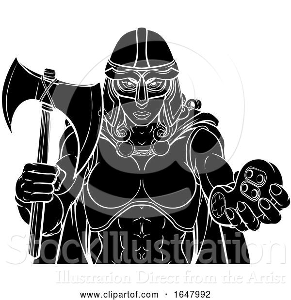 Vector Illustration of Viking Trojan Celtic Knight Gamer Warrior Lady