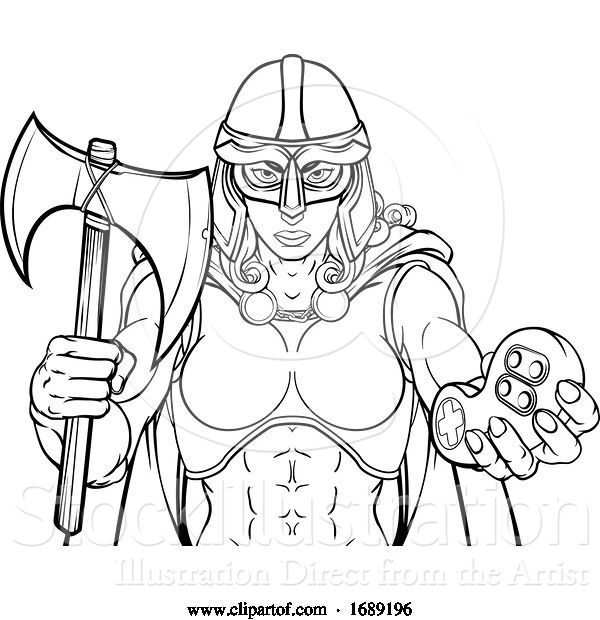 Vector Illustration of Viking Trojan Celtic Knight Gamer Warrior Lady