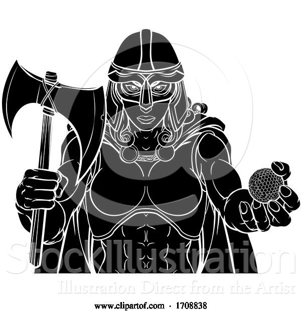 Vector Illustration of Viking Trojan Celtic Knight Golf Warrior Lady