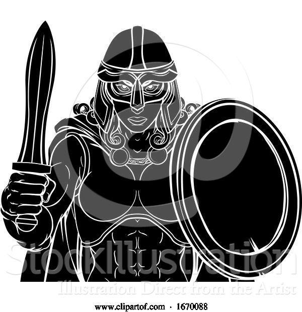 Vector Illustration of Viking Trojan Spartan Celtic Warrior Knight Lady