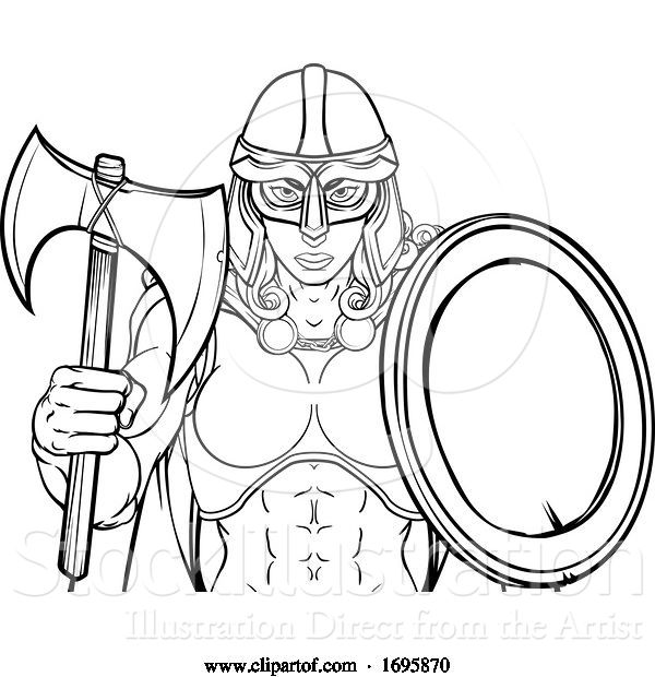 Vector Illustration of Viking Trojan Spartan Celtic Warrior Knight Lady