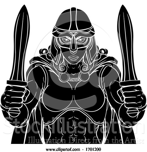 Vector Illustration of Viking Trojan Spartan Celtic Warrior Knight Lady