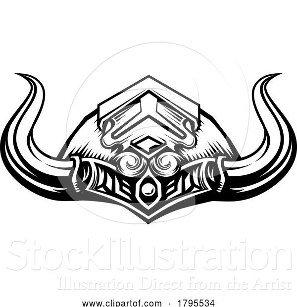 Vector Illustration of Viking Warrior Helmet