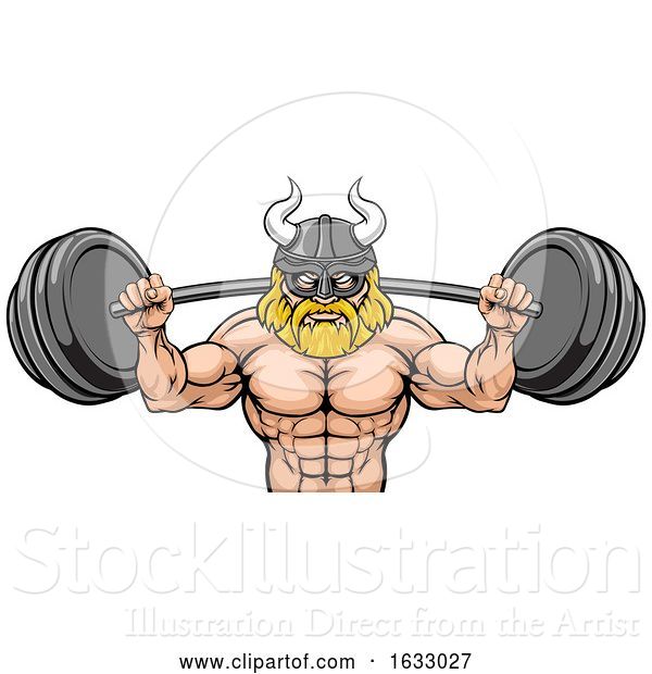 Vector Illustration of Viking Weight Lifting Body Building Mascot