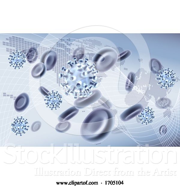 Vector Illustration of Virus Cells Viral Spread Pandemic Map Concept