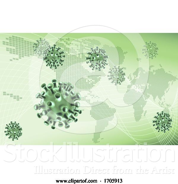 Vector Illustration of Virus Cells Viral Spread Pandemic Map Concept