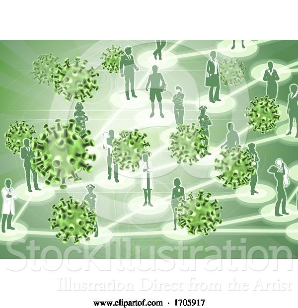 Vector Illustration of Virus Cells Viral Spread Pandemic People Concept