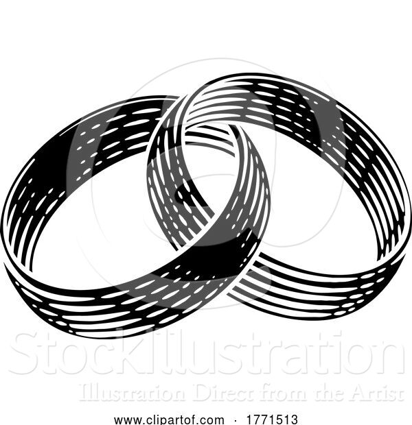 Vector Illustration of Wedding Ring Bands Vintage Woodcut Illustration