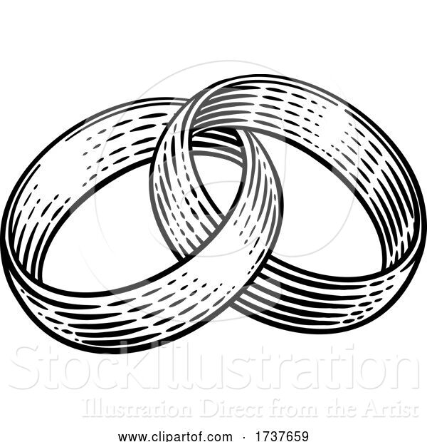 Vector Illustration of Wedding Ring BandsVintage Woodcut Illustration