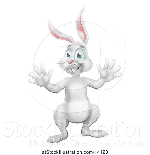 Vector Illustration of White Easter Bunny Rabbit