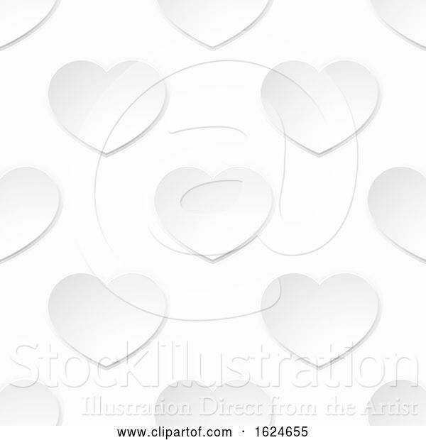 Vector Illustration of White Paper Valentines Heart Seamless Background