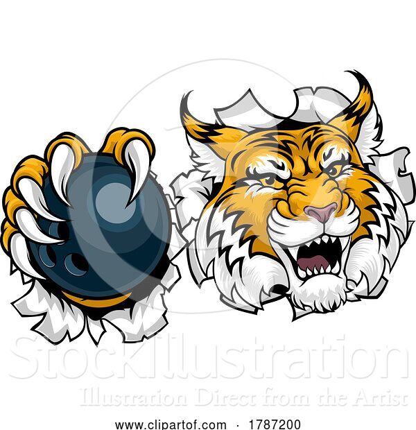 Vector Illustration of Wildcat Bobcat Bowling Animal Sports Team Mascot