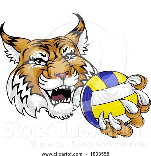 Vector Illustration of Wildcat Cougar Lynx Lion Volleyball Claw Mascot