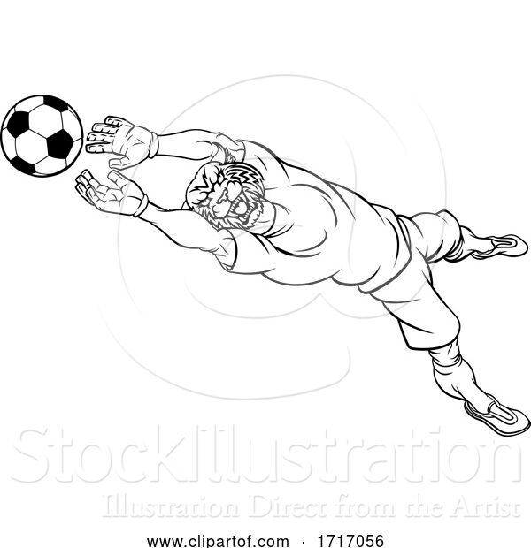 Vector Illustration of Wildcat Soccer Football Player Sports Mascot