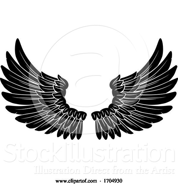 Vector Illustration of Wings Angel or Eagle Feathers Pair Illustration