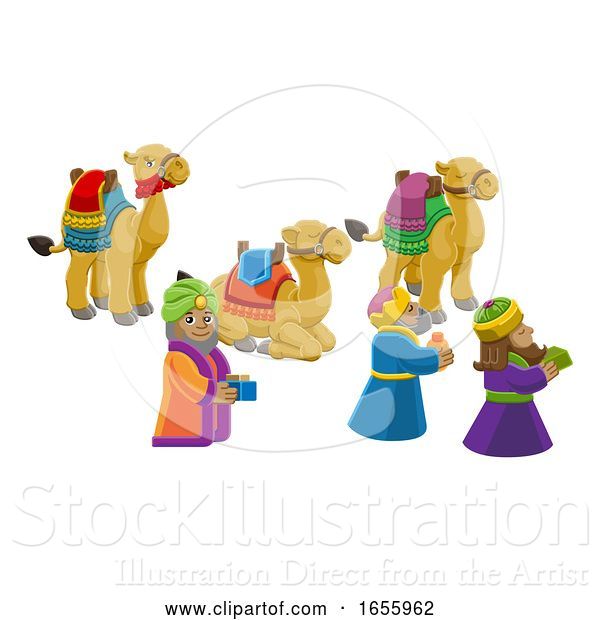 Vector Illustration of Wise Men Christmas Nativity Scene