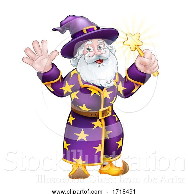 Vector Illustration of Wizard Character with Wand