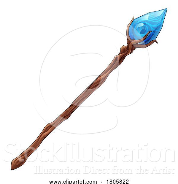 Vector Illustration of Wizard Staff Witch Halloween Wizards Magician Wand