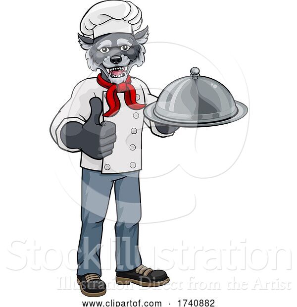 Vector Illustration of Wolf Chef Mascot Character
