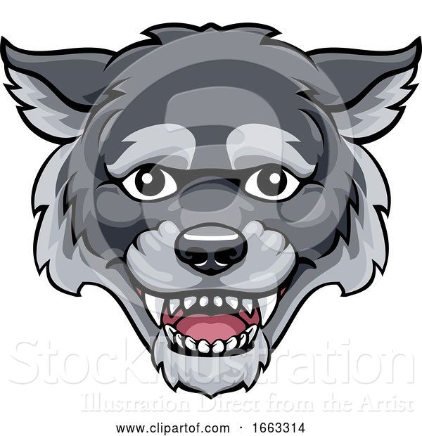 Vector Illustration of Wolf Mascot Cute Happy Character
