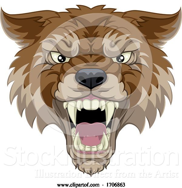 Vector Illustration of Wolf or Werewolf Monster Scary Dog Angry Mascot