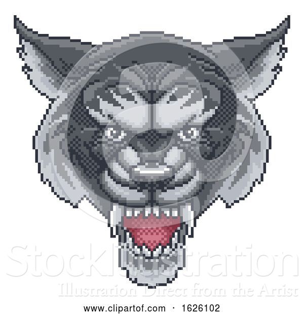 Vector Illustration of Wolf Pixel Art Arcade Game Mascot