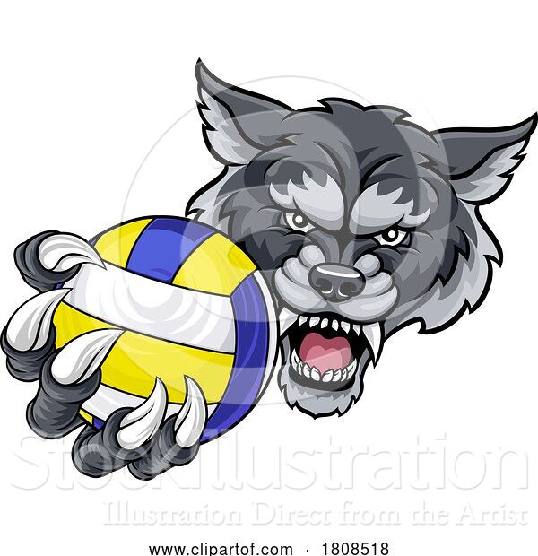 Vector Illustration of Wolf Werewolf Volleyball Volley Ball Claw Mascot