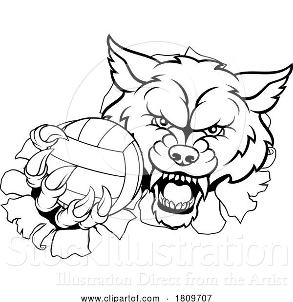 Vector Illustration of Wolf Werewolf Volleyball Volley Ball Claw Mascot